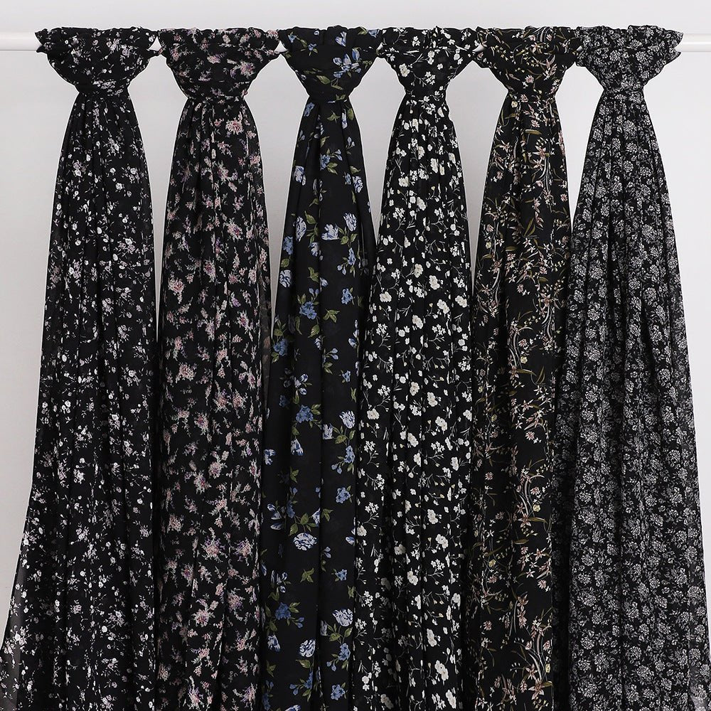 Versatile Chiffon Printed Floral Scarf Hijab (MH183)
