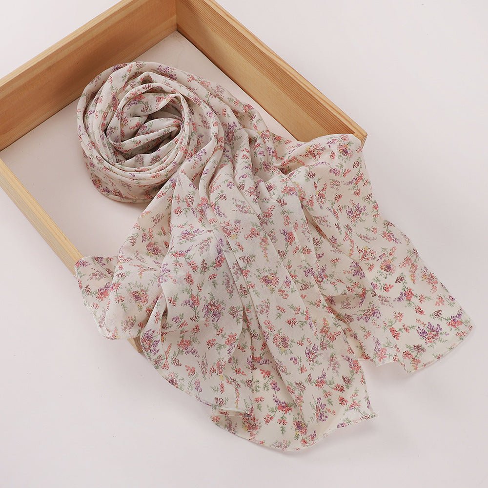 Versatile Chiffon Printed Floral Scarf Hijab (MH183)