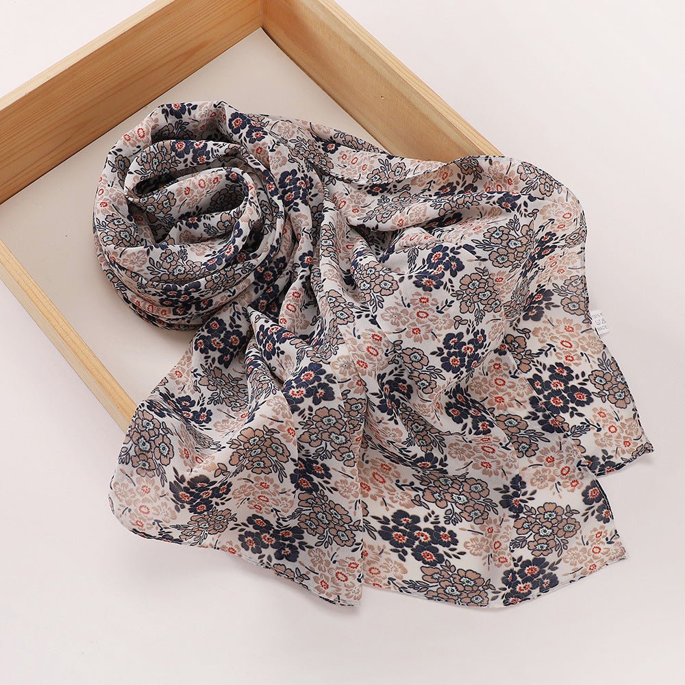 Versatile Chiffon Printed Floral Scarf Hijab (MH183)