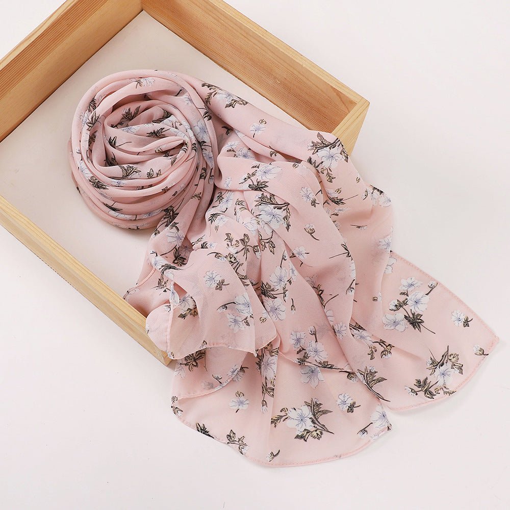 Versatile Chiffon Printed Floral Scarf Hijab (MH183)