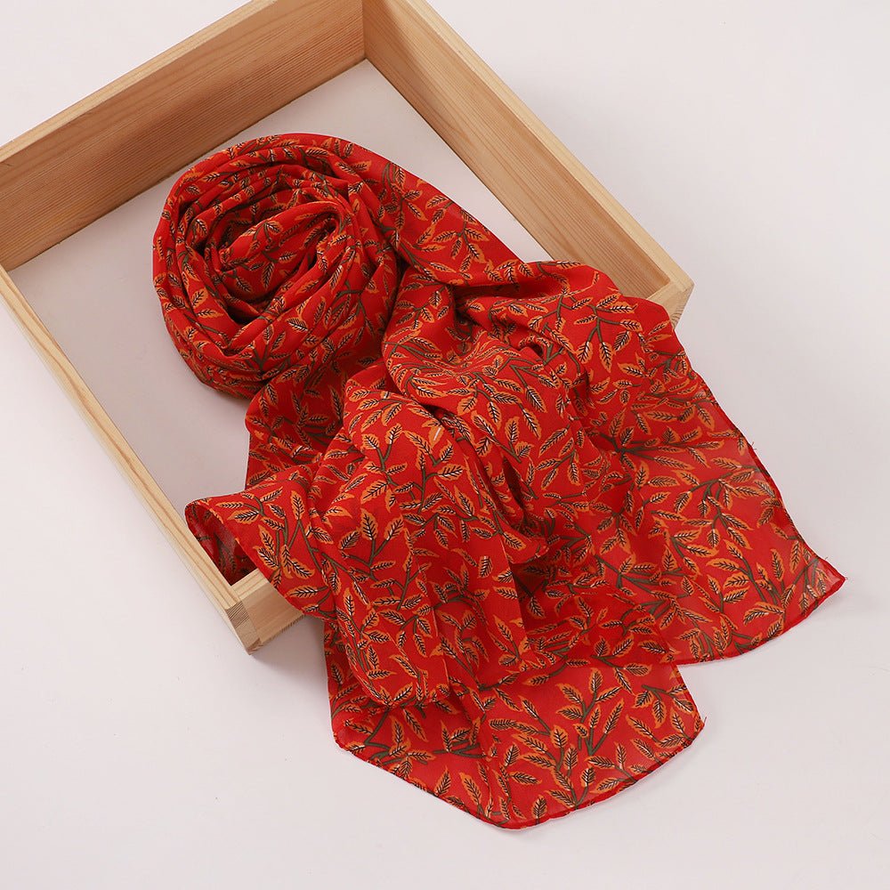 Versatile Chiffon Printed Floral Scarf Hijab (MH183)