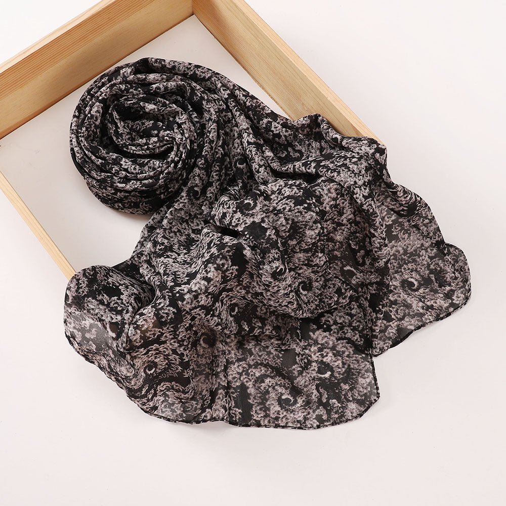 Versatile Chiffon Printed Floral Scarf Hijab (MH183)