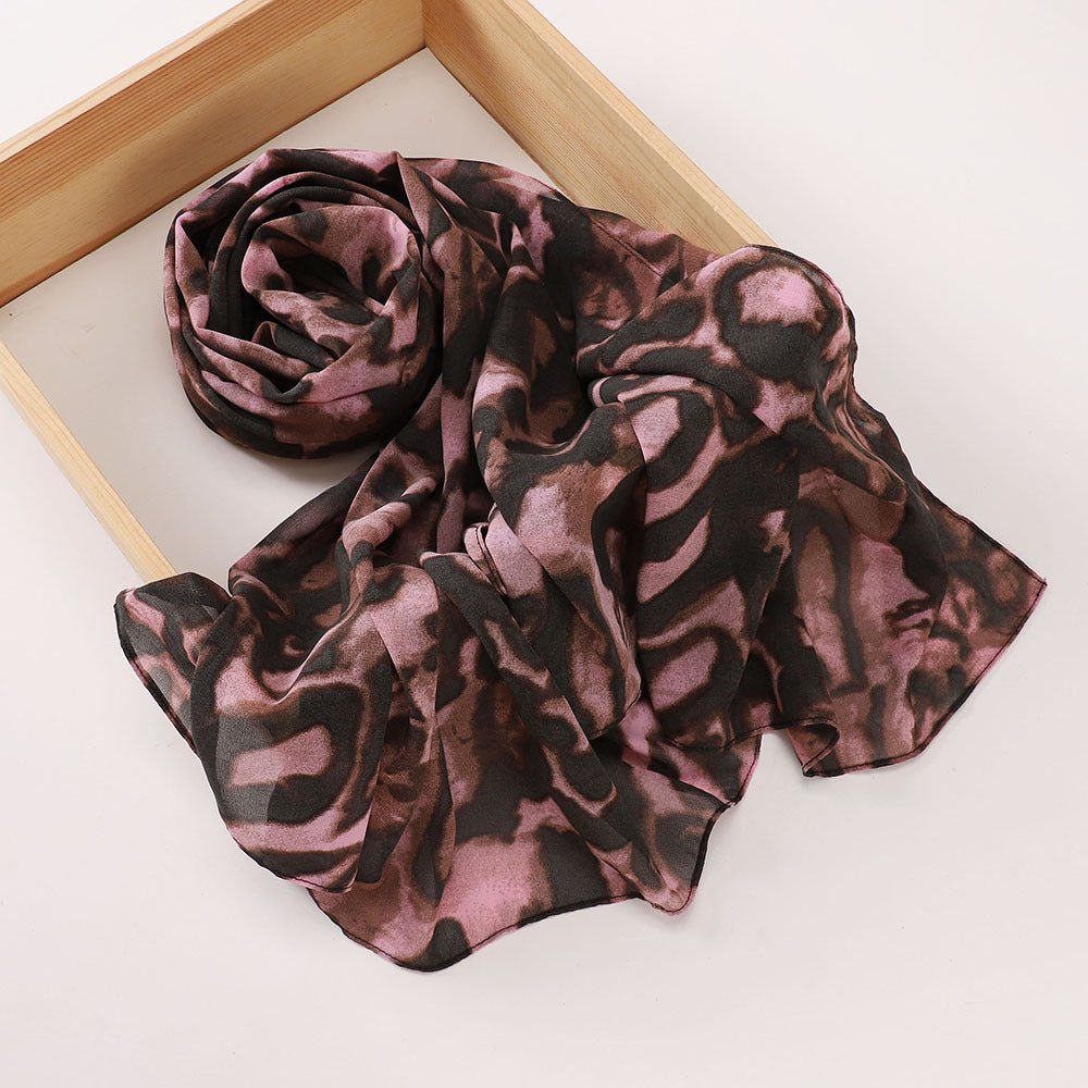 Versatile Chiffon Printed Floral Scarf Hijab (MH183)