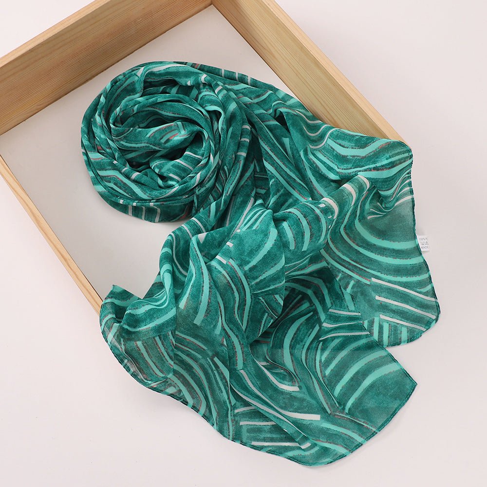 Versatile Chiffon Printed Floral Scarf Hijab (MH183)