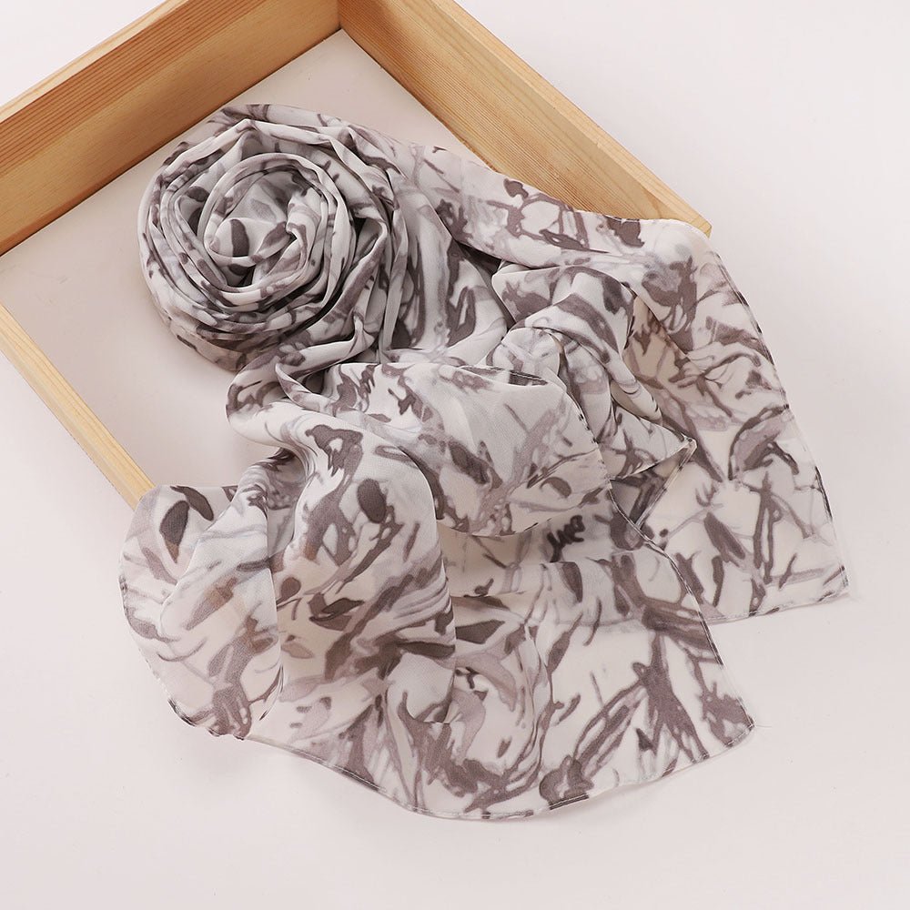Versatile Chiffon Printed Floral Scarf Hijab (MH183)
