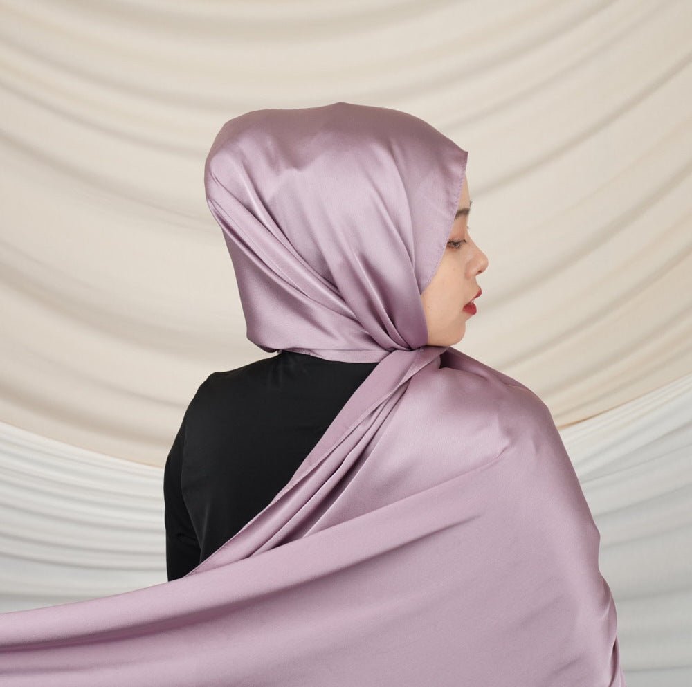 Versatile Headscarf Solid Color Satin Hijab (MH168)