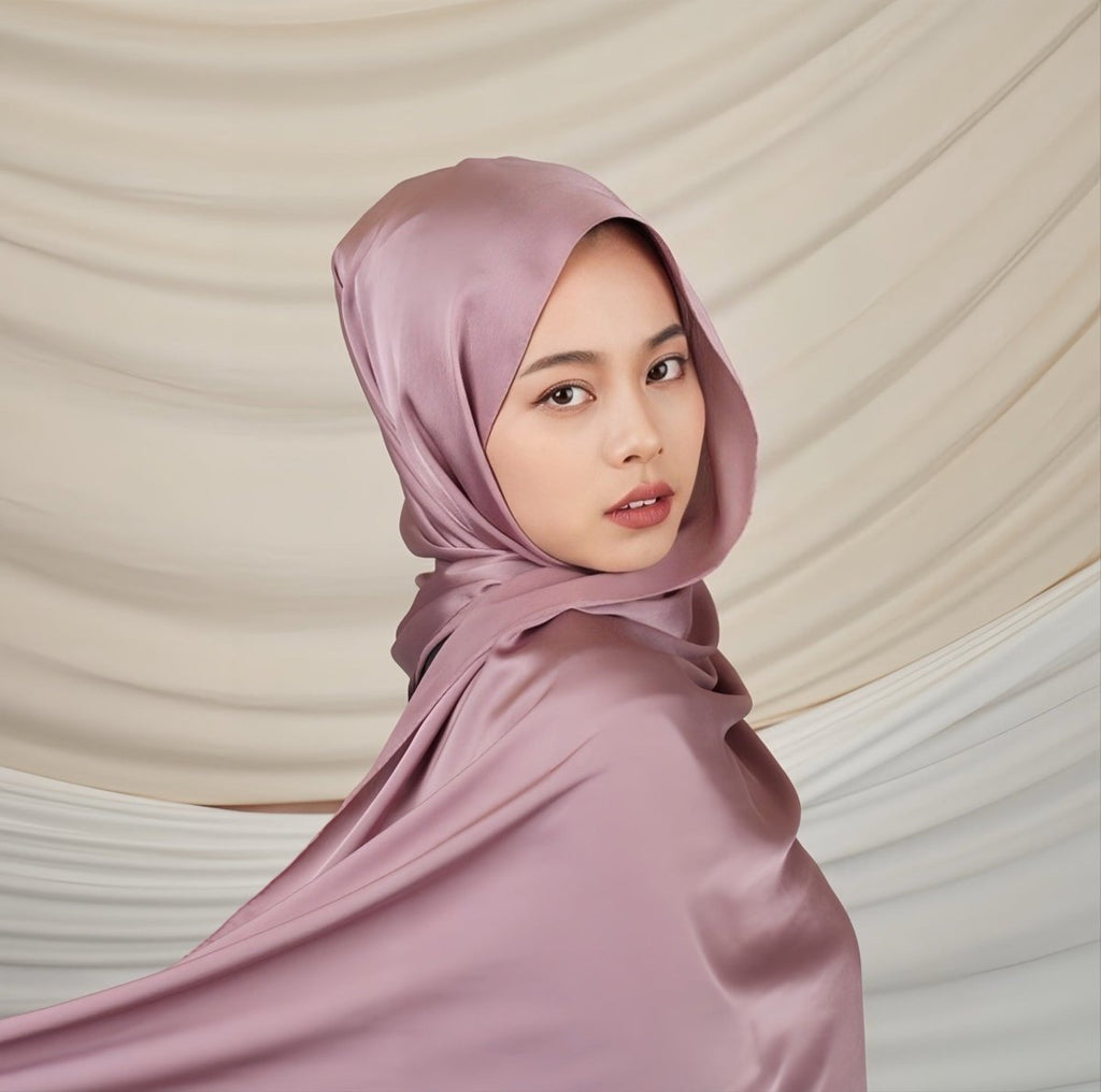 Versatile Headscarf Solid Color Satin Hijab (MH168)