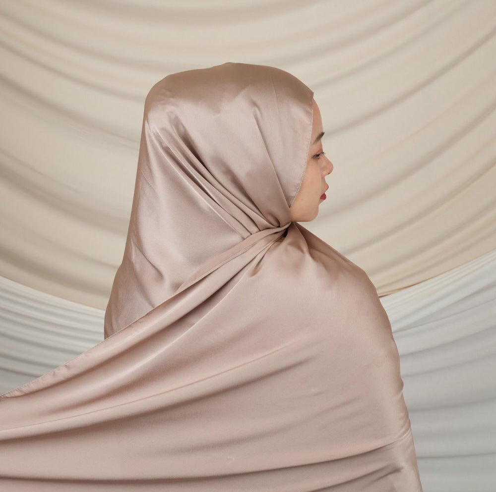 Versatile Headscarf Solid Color Satin Hijab (MH168)