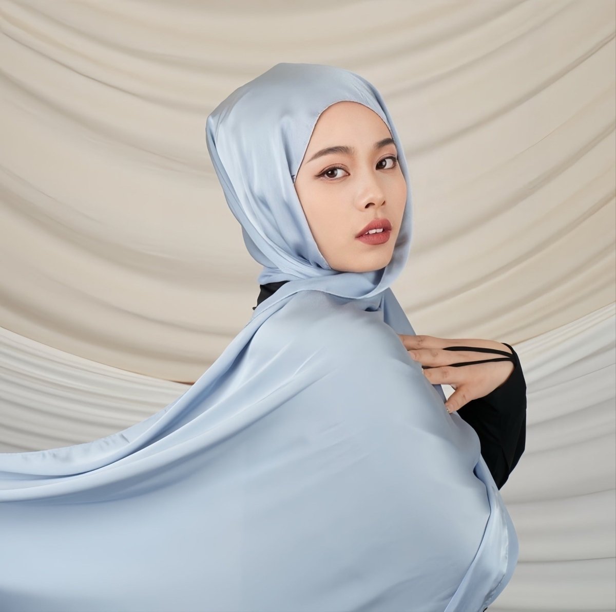 Versatile Headscarf Solid Color Satin Hijab (MH168)