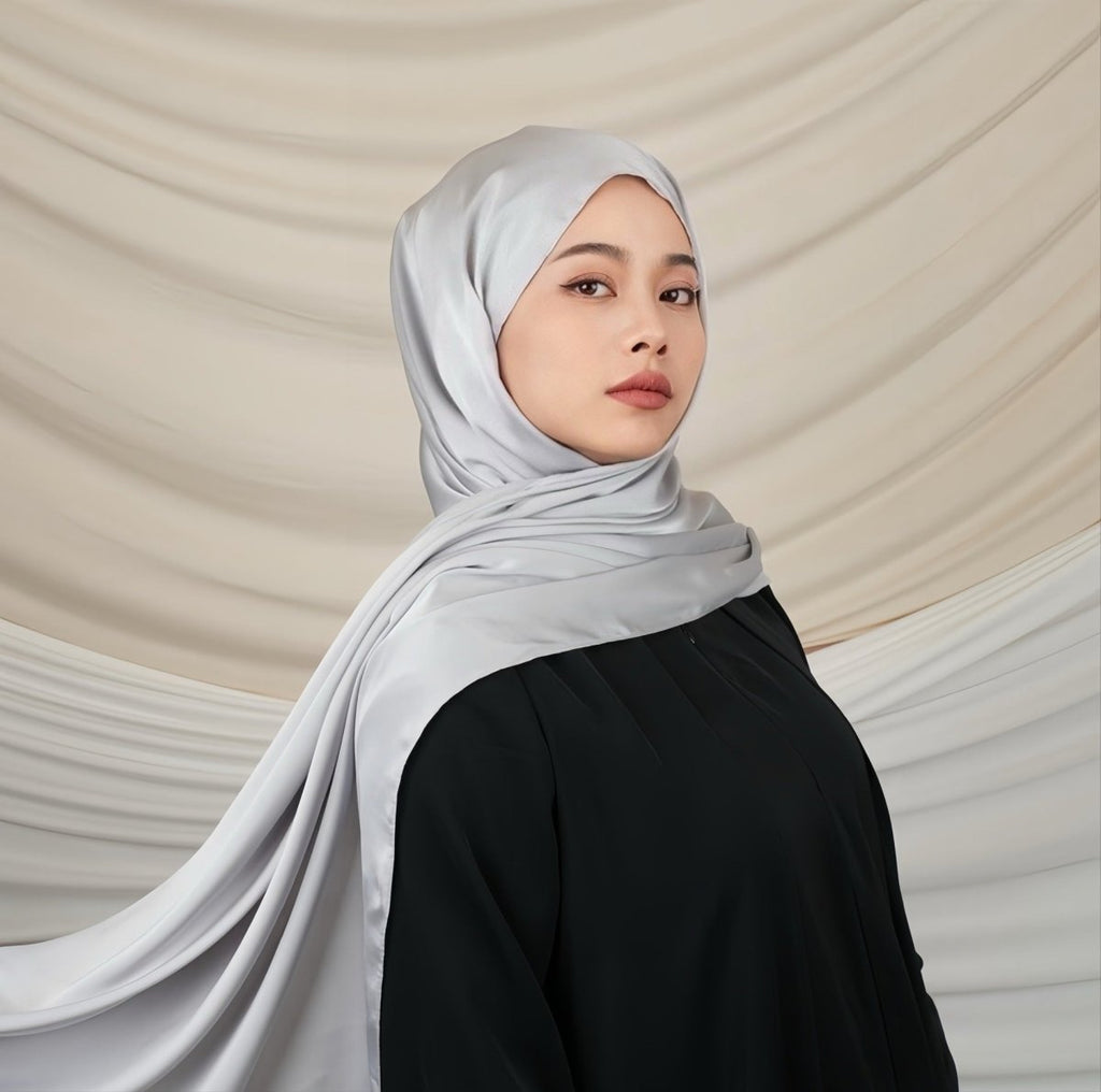 Versatile Headscarf Solid Color Satin Hijab (MH168)