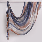 Versatile Printed Striped Pleated Shawl Hijab (MH180)