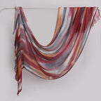 Versatile Printed Striped Pleated Shawl Hijab (MH180)