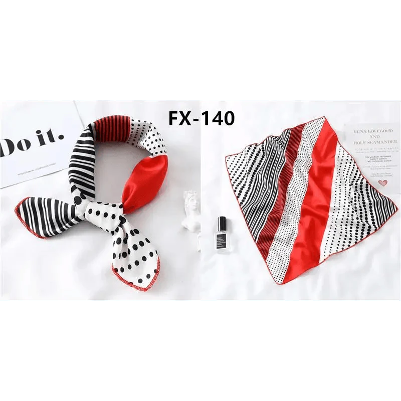 Versatile Square Silk Scarf For Women Fashionable Printed Small Neck Scarfs Office Lady Hair Band Foulard Hand For Female Bandana Shawl Stevvex