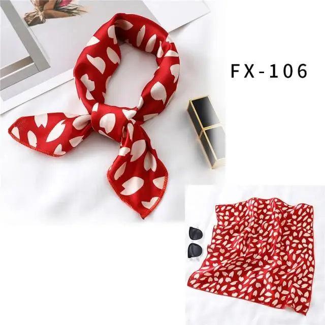 Versatile Square Silk Scarf For Women Fashionable Printed Small Neck Scarfs Office Lady Hair Band Foulard Hand For Female Bandana Shawl Stevvex