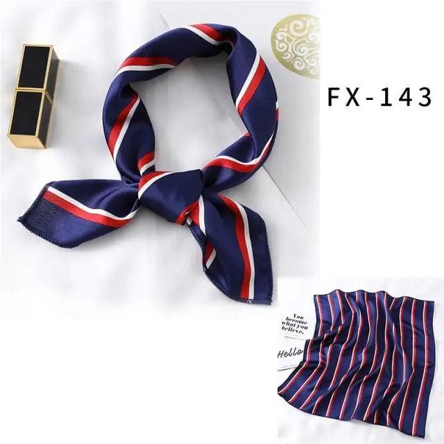 Versatile Square Silk Scarf For Women Fashionable Printed Small Neck Scarfs Office Lady Hair Band Foulard Hand For Female Bandana Shawl Stevvex