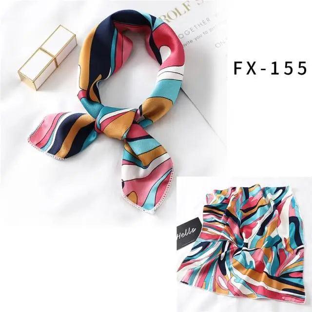 Versatile Square Silk Scarf For Women Fashionable Printed Small Neck Scarfs Office Lady Hair Band Foulard Hand For Female Bandana Shawl Stevvex