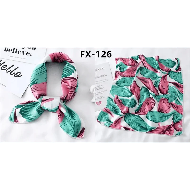 Versatile Square Silk Scarf For Women Fashionable Printed Small Neck Scarfs Office Lady Hair Band Foulard Hand For Female Bandana Shawl Stevvex
