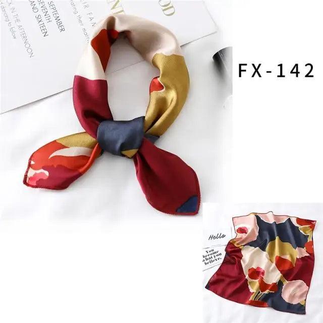 Versatile Square Silk Scarf For Women Fashionable Printed Small Neck Scarfs Office Lady Hair Band Foulard Hand For Female Bandana Shawl Stevvex
