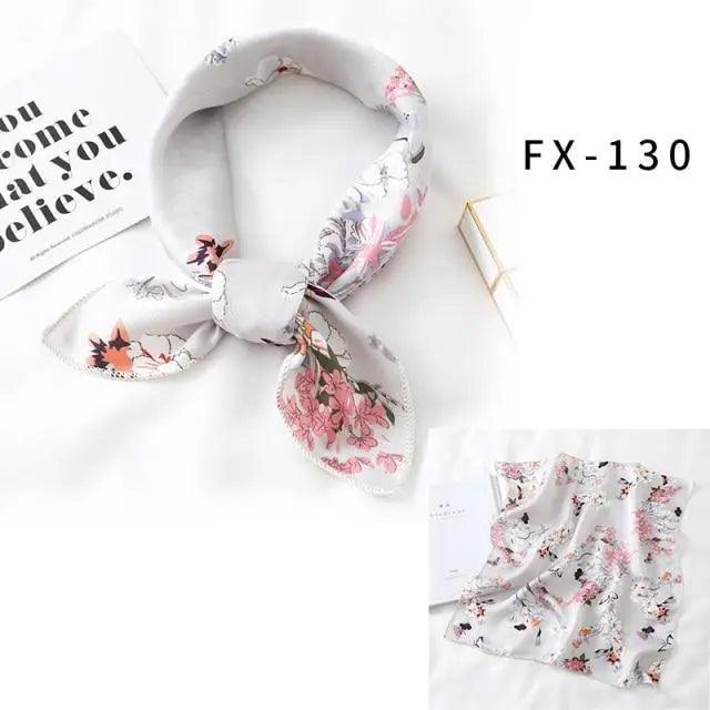 Versatile Square Silk Scarf For Women Fashionable Printed Small Neck Scarfs Office Lady Hair Band Foulard Hand For Female Bandana Shawl Stevvex
