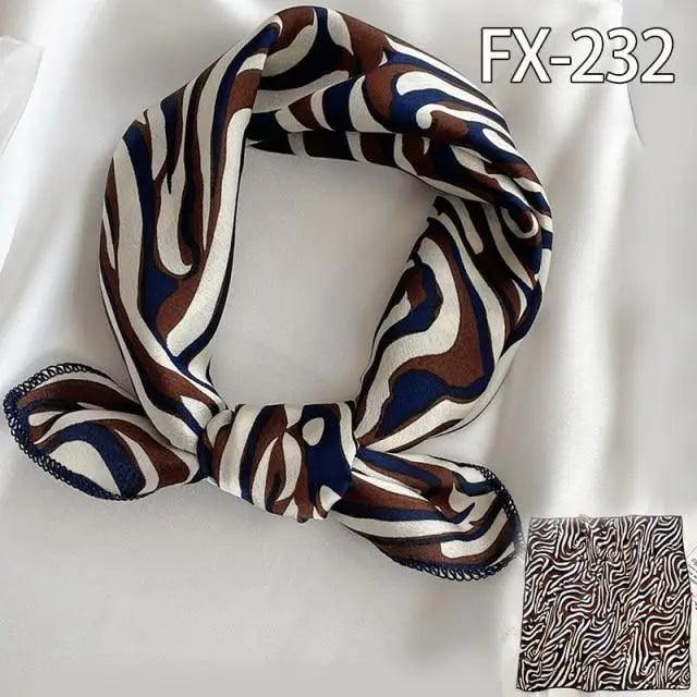 Versatile Square Silk Scarf For Women Fashionable Printed Small Neck Scarfs Office Lady Hair Band Foulard Hand For Female Bandana Shawl Stevvex
