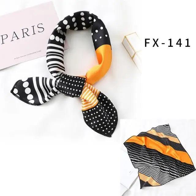 Versatile Square Silk Scarf For Women Fashionable Printed Small Neck Scarfs Office Lady Hair Band Foulard Hand For Female Bandana Shawl Stevvex