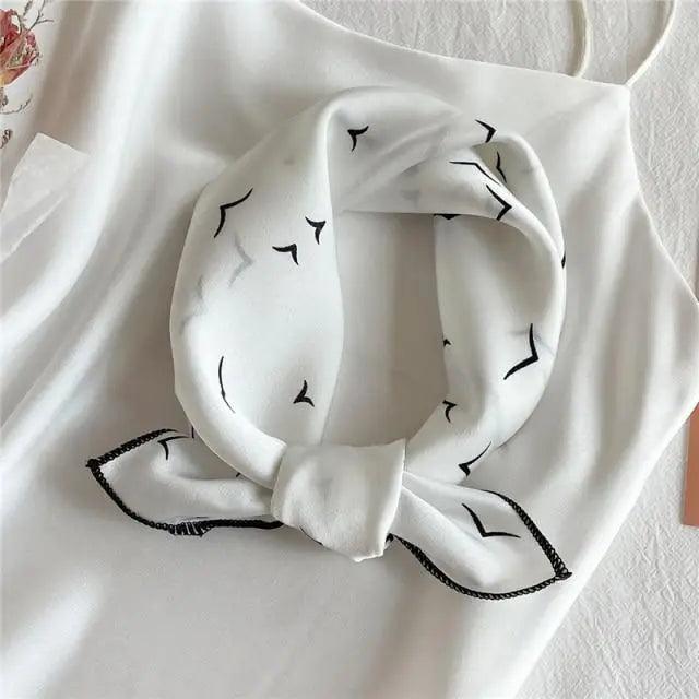 Versatile Square Silk Scarf For Women Fashionable Printed Small Neck Scarfs Office Lady Hair Band Foulard Hand For Female Bandana Shawl Stevvex