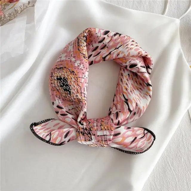Versatile Square Silk Scarf For Women Fashionable Printed Small Neck Scarfs Office Lady Hair Band Foulard Hand For Female Bandana Shawl Stevvex
