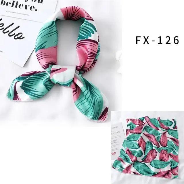 Versatile Square Silk Scarf For Women Fashionable Printed Small Neck Scarfs Office Lady Hair Band Foulard Hand For Female Bandana Shawl Stevvex
