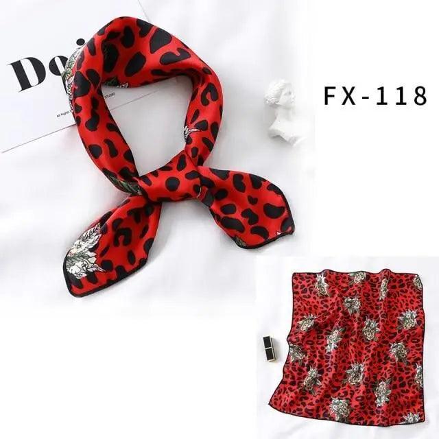 Versatile Square Silk Scarf For Women Fashionable Printed Small Neck Scarfs Office Lady Hair Band Foulard Hand For Female Bandana Shawl Stevvex