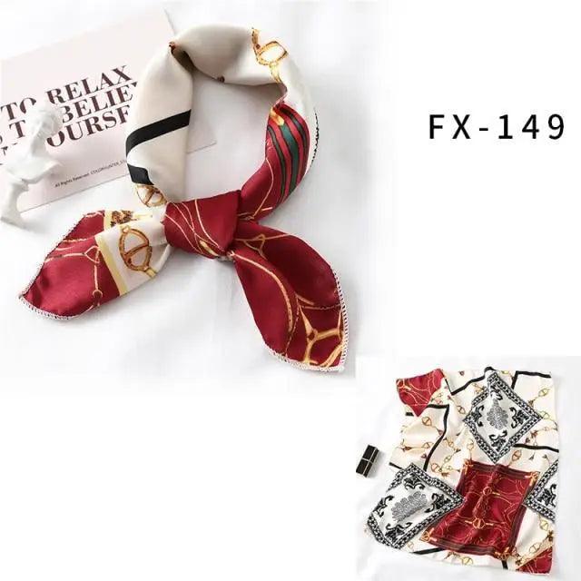 Versatile Square Silk Scarf For Women Fashionable Printed Small Neck Scarfs Office Lady Hair Band Foulard Hand For Female Bandana Shawl Stevvex
