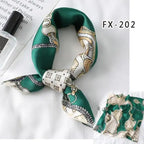 Versatile Square Silk Scarf For Women Fashionable Printed Small Neck Scarfs Office Lady Hair Band Foulard Hand For Female Bandana Shawl Stevvex