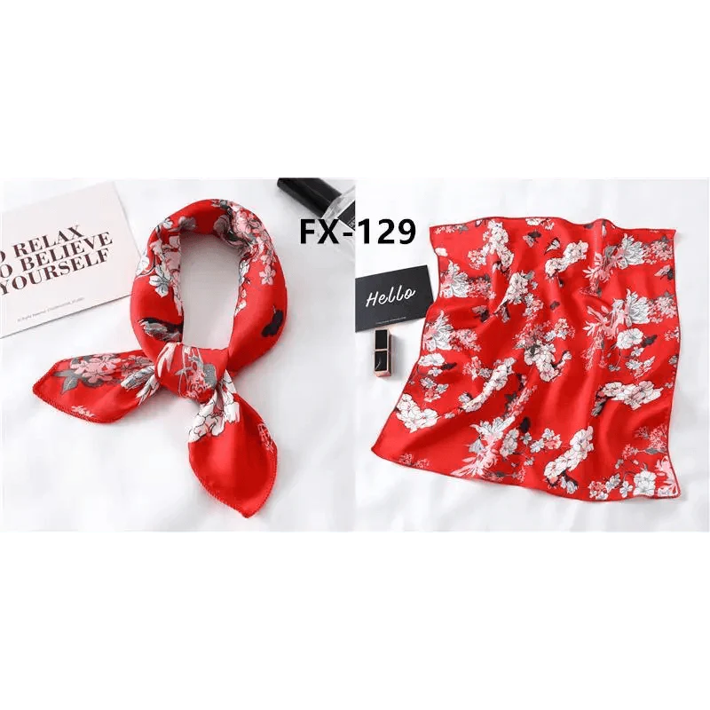 Versatile Square Silk Scarf For Women Fashionable Printed Small Neck Scarfs Office Lady Hair Band Foulard Hand For Female Bandana Shawl Stevvex