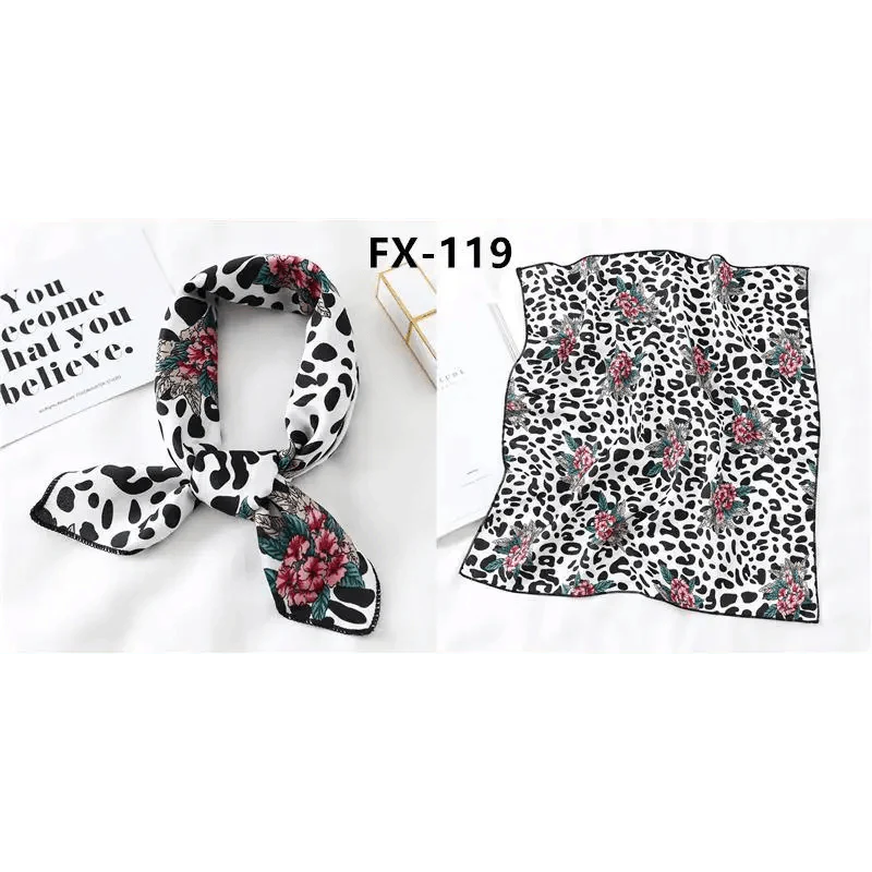 Versatile Square Silk Scarf For Women Fashionable Printed Small Neck Scarfs Office Lady Hair Band Foulard Hand For Female Bandana Shawl Stevvex