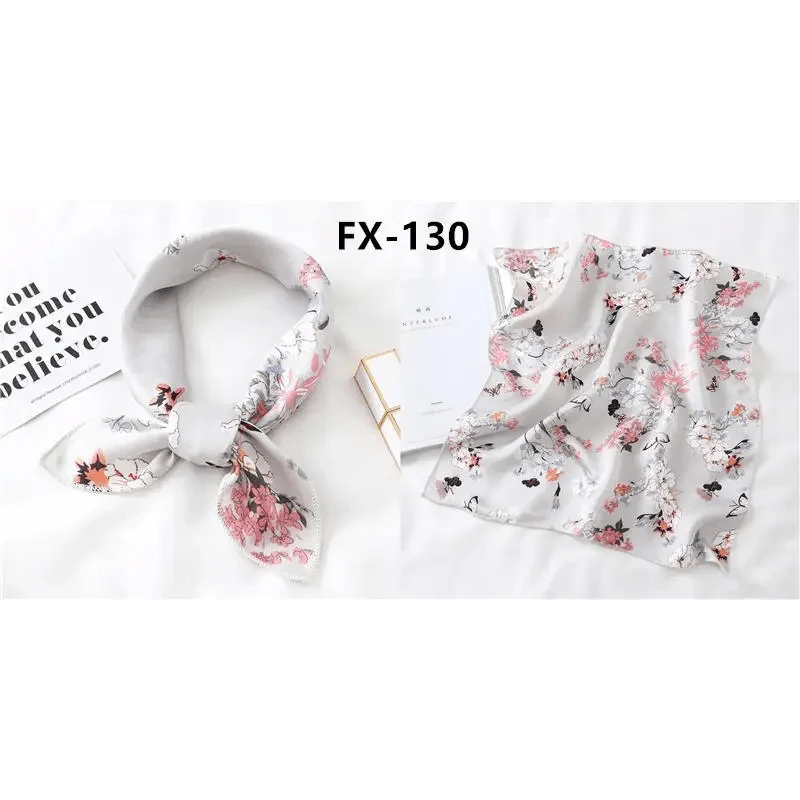 Versatile Square Silk Scarf For Women Fashionable Printed Small Neck Scarfs Office Lady Hair Band Foulard Hand For Female Bandana Shawl Stevvex