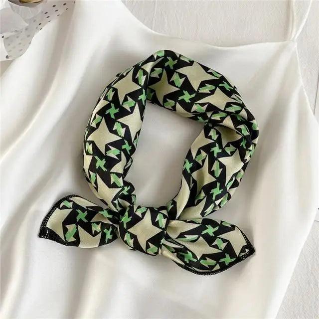 Versatile Square Silk Scarf For Women Fashionable Printed Small Neck Scarfs Office Lady Hair Band Foulard Hand For Female Bandana Shawl Stevvex