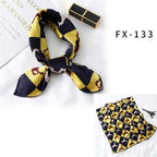Versatile Square Silk Scarf For Women Fashionable Printed Small Neck Scarfs Office Lady Hair Band Foulard Hand For Female Bandana Shawl Stevvex