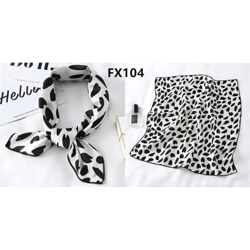 Versatile Square Silk Scarf For Women Fashionable Printed Small Neck Scarfs Office Lady Hair Band Foulard Hand For Female Bandana Shawl Stevvex
