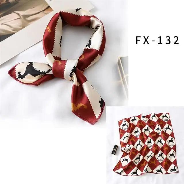 Versatile Square Silk Scarf For Women Fashionable Printed Small Neck Scarfs Office Lady Hair Band Foulard Hand For Female Bandana Shawl Stevvex