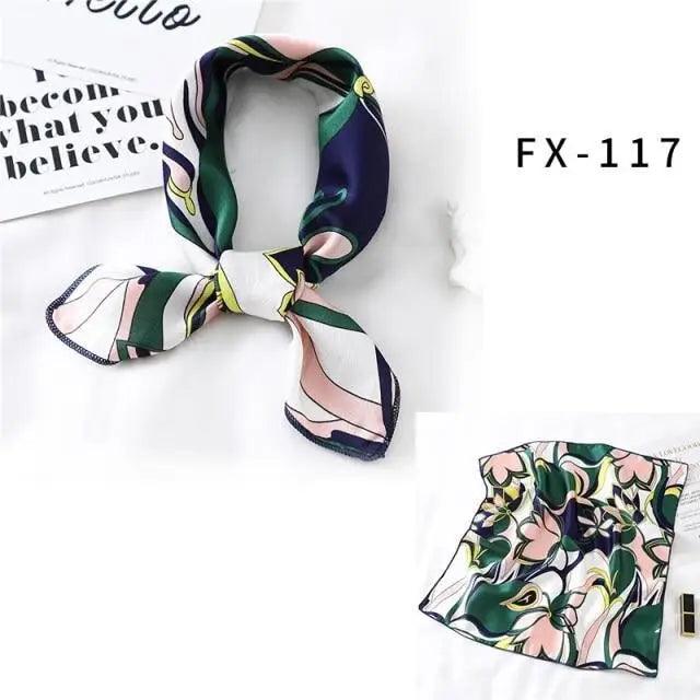 Versatile Square Silk Scarf For Women Fashionable Printed Small Neck Scarfs Office Lady Hair Band Foulard Hand For Female Bandana Shawl Stevvex