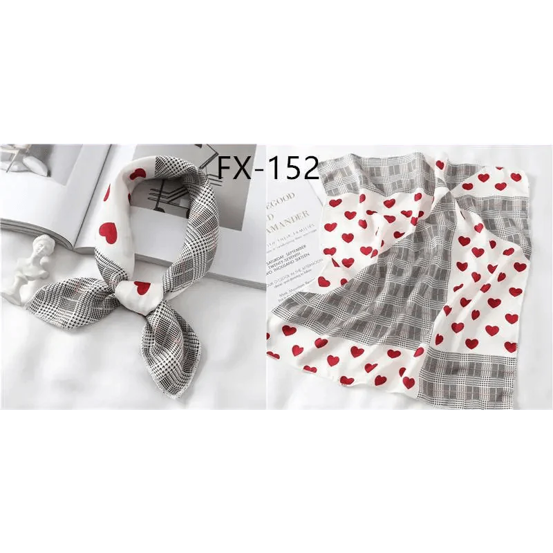 Versatile Square Silk Scarf For Women Fashionable Printed Small Neck Scarfs Office Lady Hair Band Foulard Hand For Female Bandana Shawl Stevvex