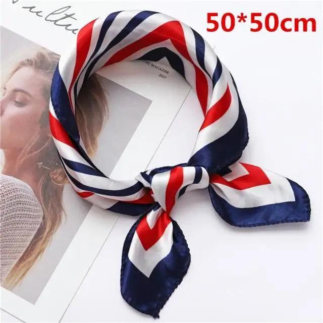 Versatile Square Silk Scarf For Women Fashionable Printed Small Neck Scarfs Office Lady Hair Band Foulard Hand For Female Bandana Shawl Stevvex