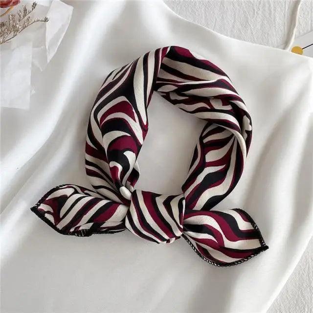 Versatile Square Silk Scarf For Women Fashionable Printed Small Neck Scarfs Office Lady Hair Band Foulard Hand For Female Bandana Shawl Stevvex