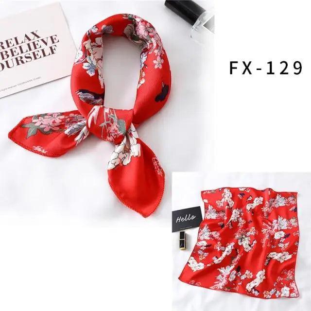 Versatile Square Silk Scarf For Women Fashionable Printed Small Neck Scarfs Office Lady Hair Band Foulard Hand For Female Bandana Shawl Stevvex