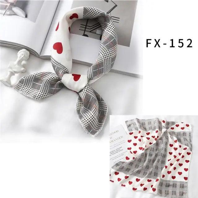 Versatile Square Silk Scarf For Women Fashionable Printed Small Neck Scarfs Office Lady Hair Band Foulard Hand For Female Bandana Shawl Stevvex