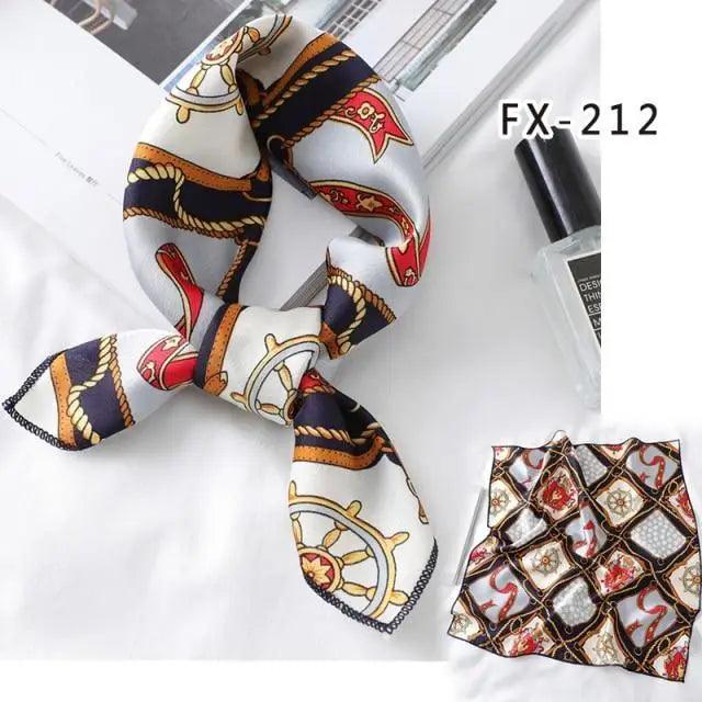 Versatile Square Silk Scarf For Women Fashionable Printed Small Neck Scarfs Office Lady Hair Band Foulard Hand For Female Bandana Shawl Stevvex
