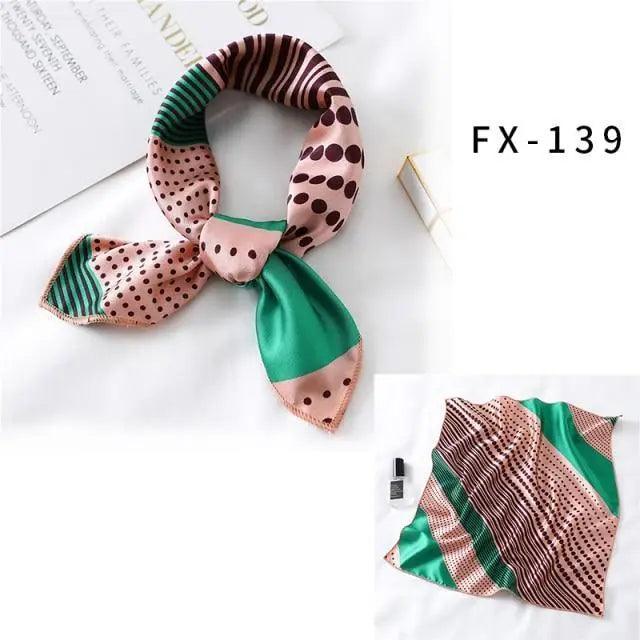 Versatile Square Silk Scarf For Women Fashionable Printed Small Neck Scarfs Office Lady Hair Band Foulard Hand For Female Bandana Shawl Stevvex