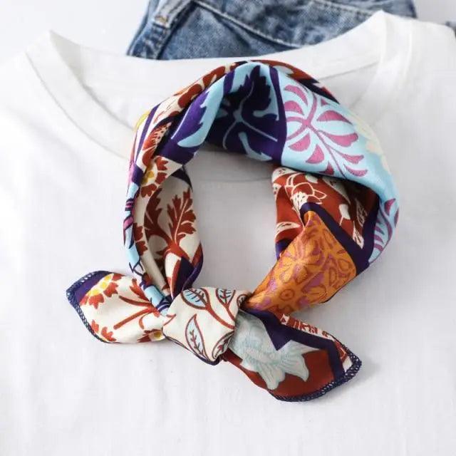 Versatile Square Silk Scarf For Women Fashionable Printed Small Neck Scarfs Office Lady Hair Band Foulard Hand For Female Bandana Shawl Stevvex