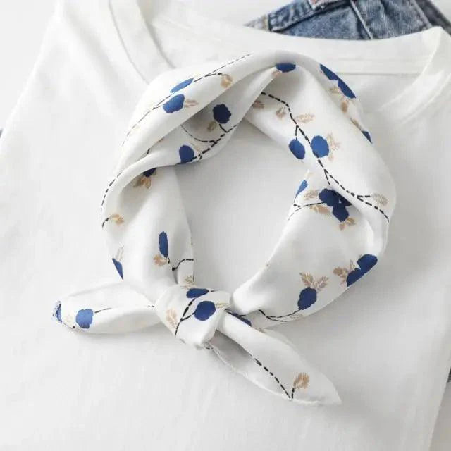 Versatile Square Silk Scarf For Women Fashionable Printed Small Neck Scarfs Office Lady Hair Band Foulard Hand For Female Bandana Shawl Stevvex