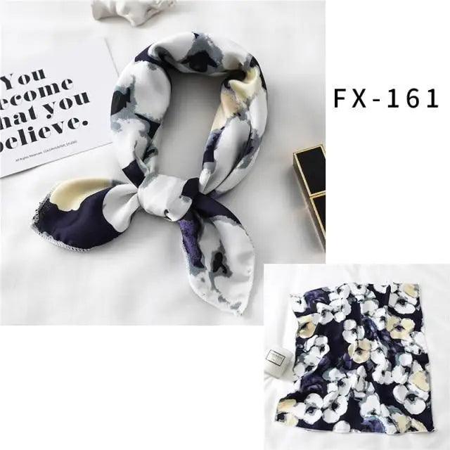 Versatile Square Silk Scarf For Women Fashionable Printed Small Neck Scarfs Office Lady Hair Band Foulard Hand For Female Bandana Shawl Stevvex