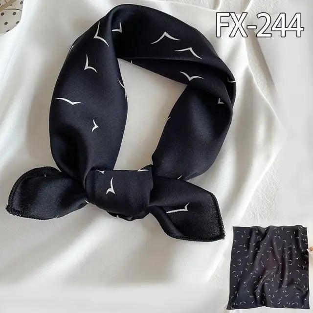 Versatile Square Silk Scarf For Women Fashionable Printed Small Neck Scarfs Office Lady Hair Band Foulard Hand For Female Bandana Shawl Stevvex